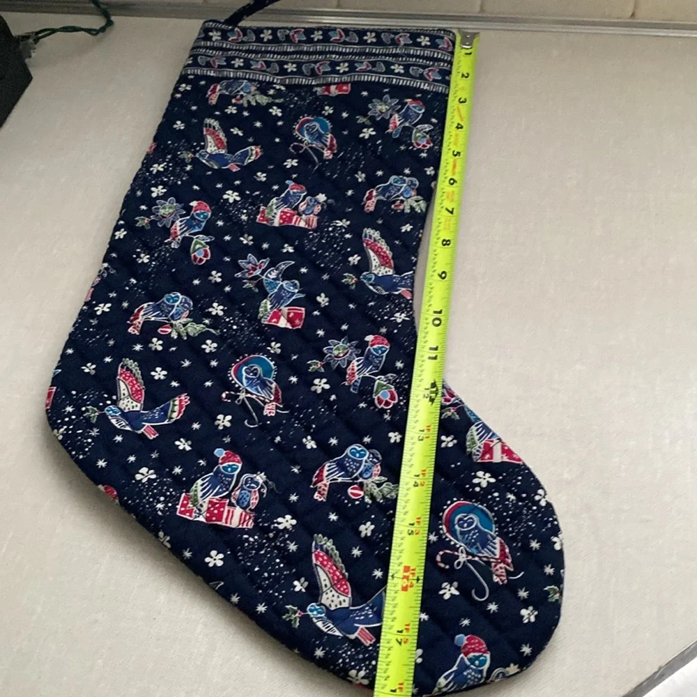 Vera Bradley quilted Christmas‎ stocking blue Owls birds